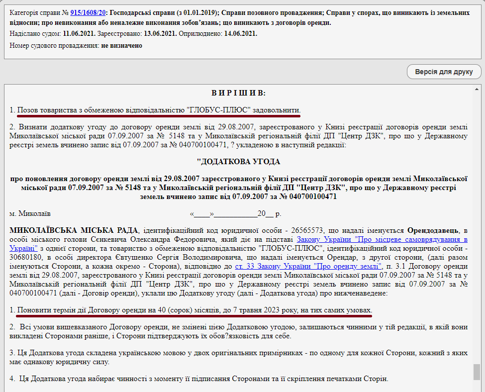 Суд обязал Николаевский горсовет продлить договор аренды с “Глобус-плюс”