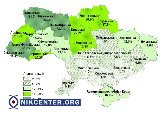 Рівень лісистості на Миколаївщині. Источник: http://dklg.kmu.gov.ua/