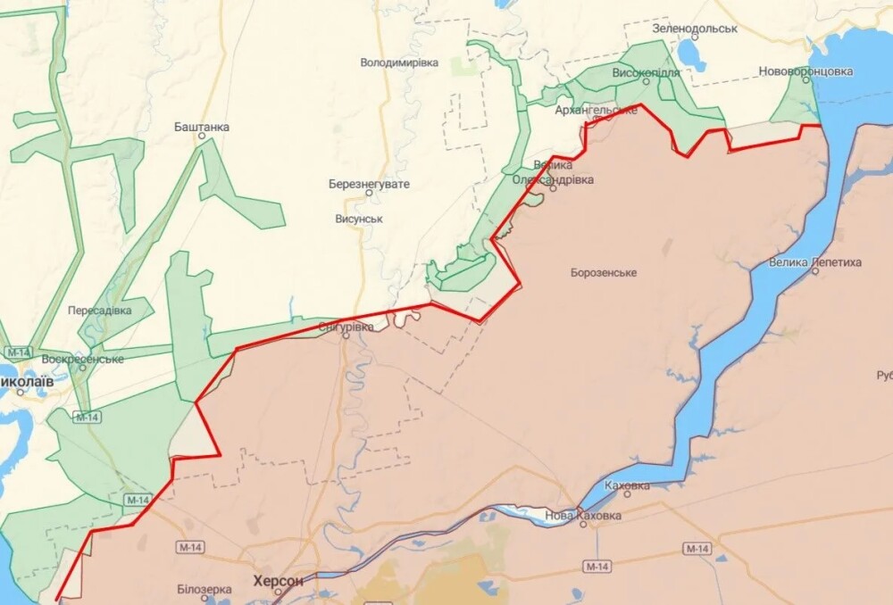 Довжина лінії фронту на Херсонщині